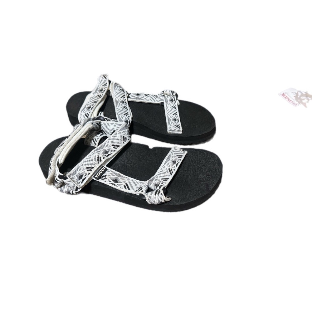 Yocci Strappy Sandals Womens 38 Black White New Excellent‎ Geometric Sporty